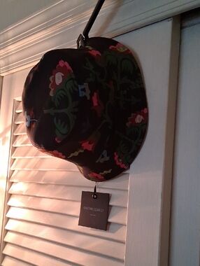 NWT - Cynthia Rowley Black Bucket Hat with Multicolor Floral Trim